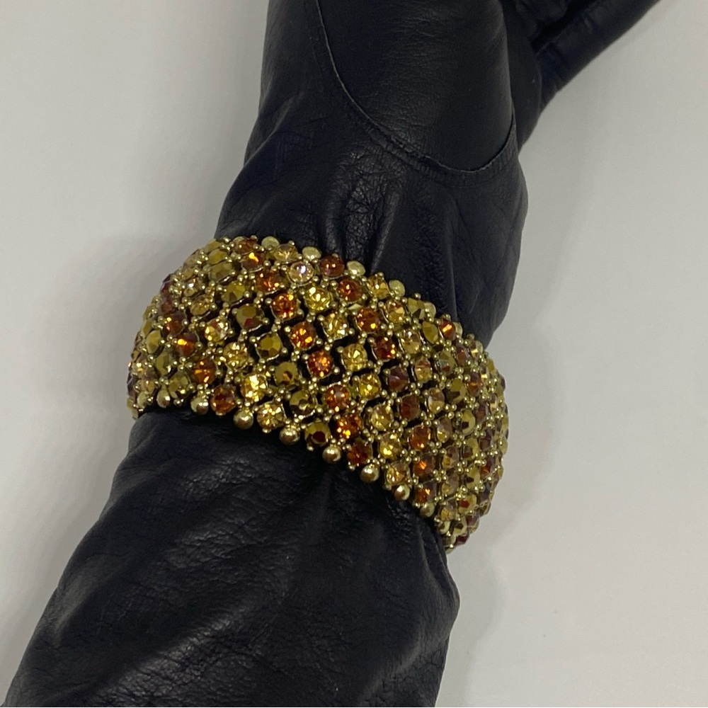 Magic Carpet CITRINE CRYSTAL Statement STRETCH CUFF BRACELET Sparkles New